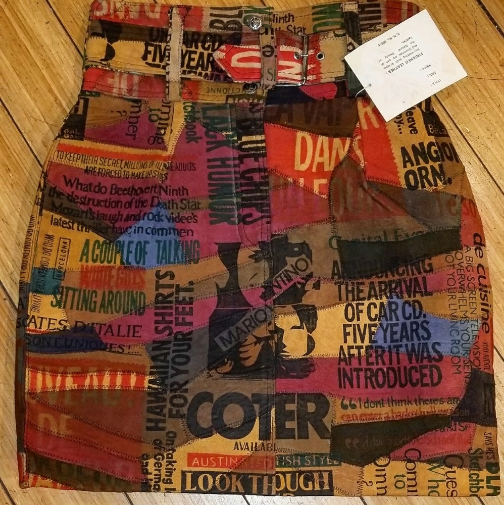 Patch work leather skirt